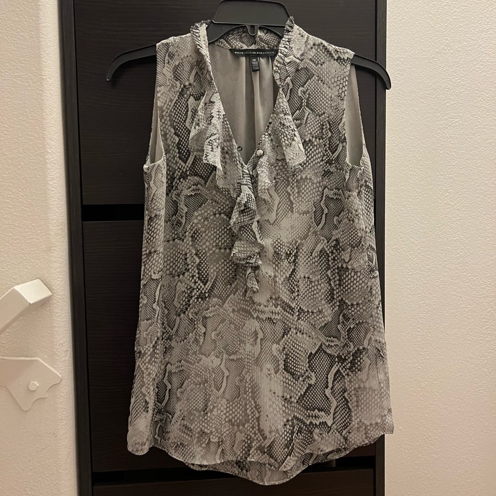 White House Black Market ruffle neck top